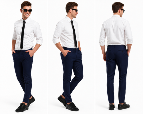 Men’s Navy Blue Slim Fit Formal Trousers