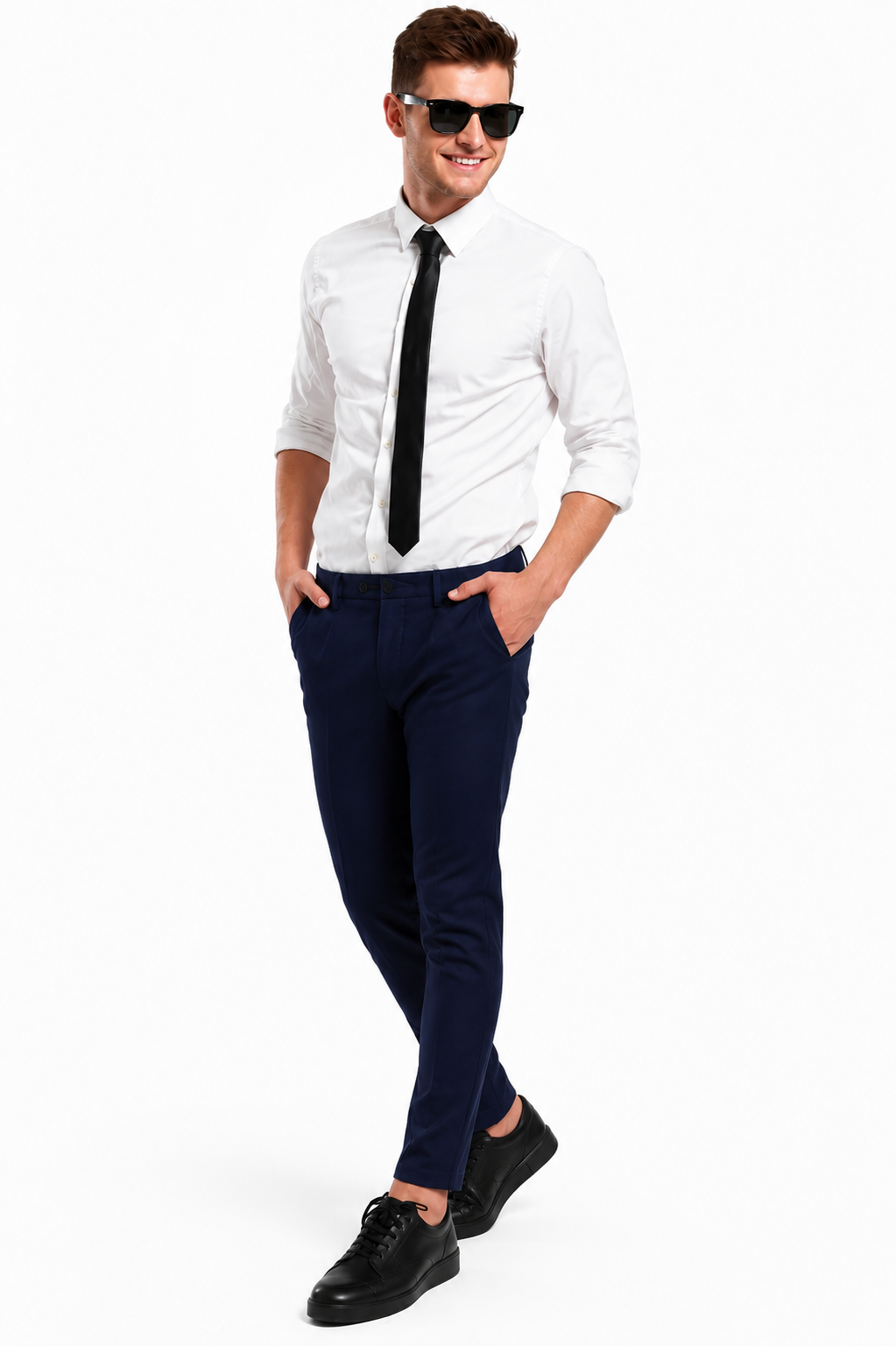 Men’s Navy Blue Slim Fit Formal Trousers