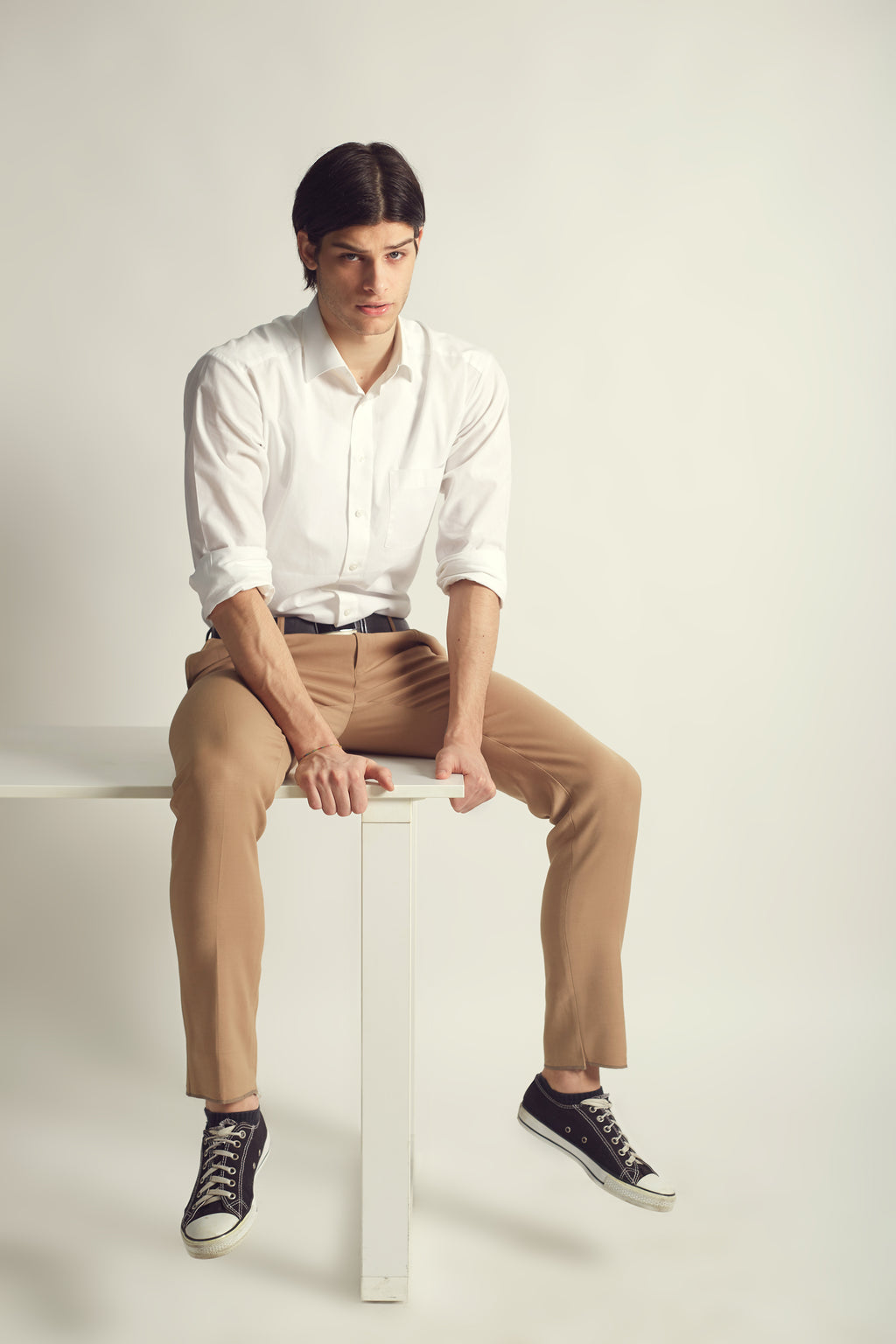 Signature Beige Slim Fit Formal Pants