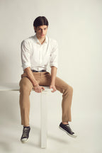 Signature Beige Slim Fit Formal Pants