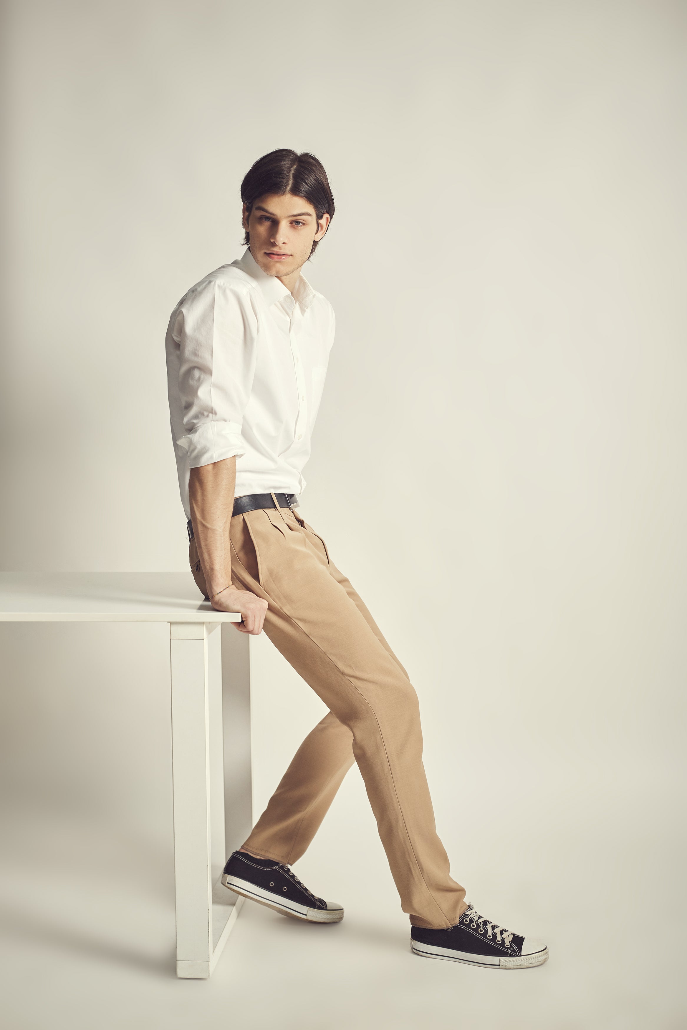 Signature Beige Slim Fit Formal Pants